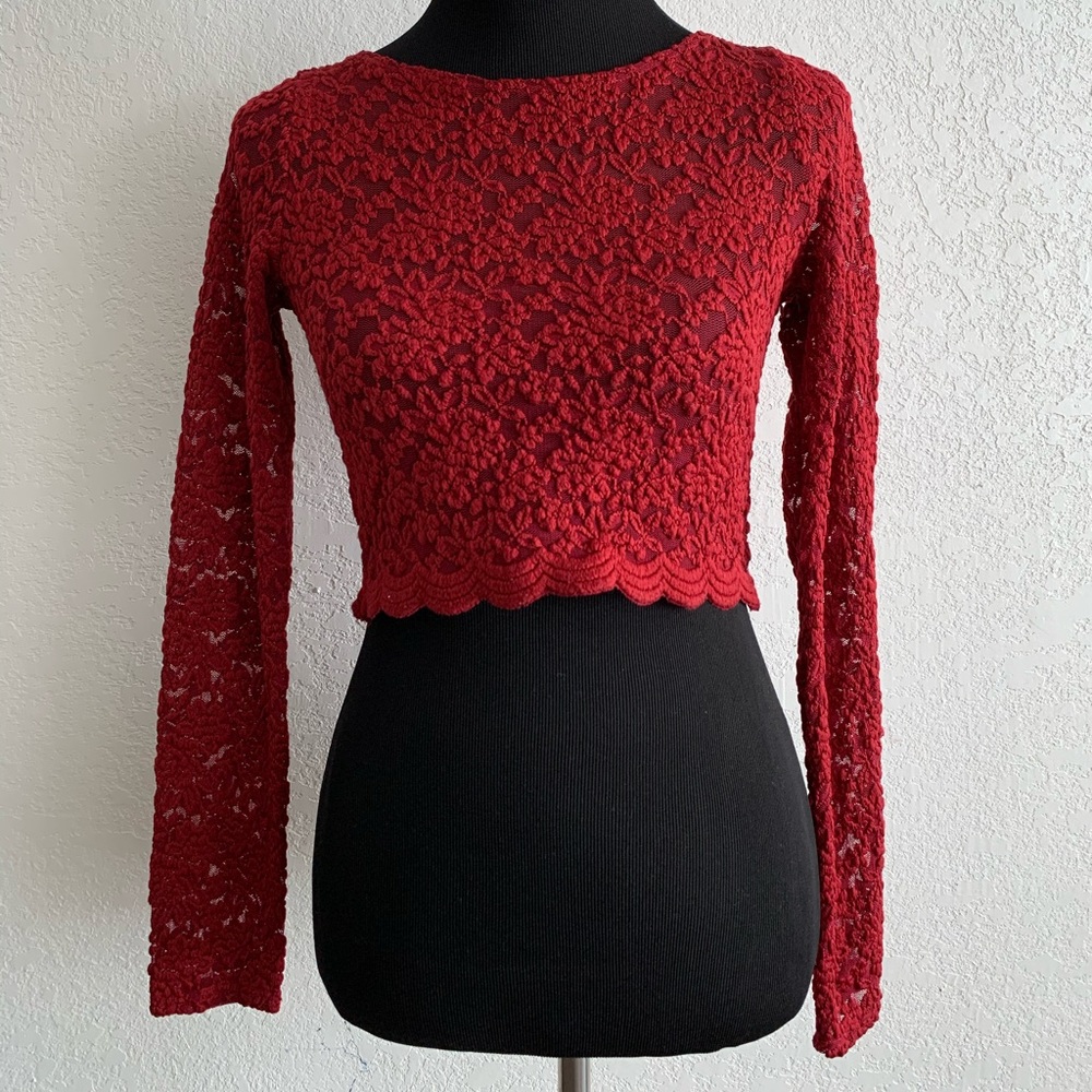 Red Lace Crop Top